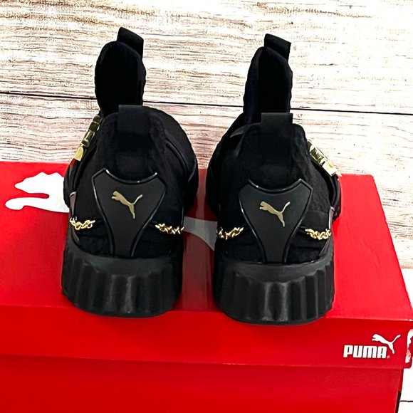 NEW Puma Metallic Gold Mid Athletic Women's Sneakers Shoes Black size 9 - Picture 4 of 6